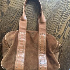 Brown Leather and Suede Tote Bag